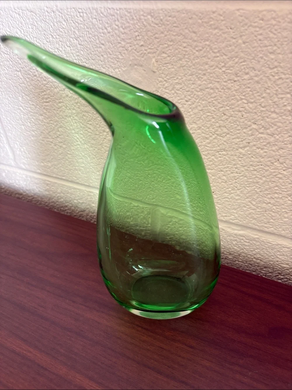 Green Handblown Glass Decorative Vase - Sleek Modern Accent